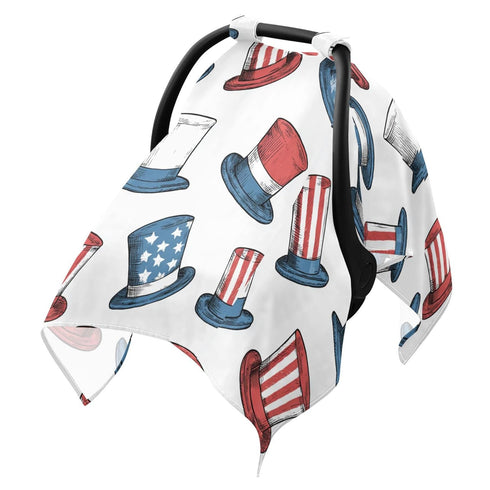 Mazeann July 4th Patriotic Hats Car Seat Cover Baby Breathable Soft Infant Carseat
