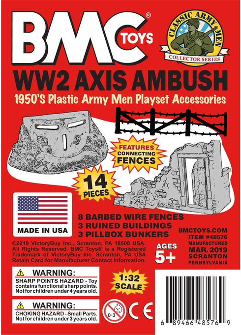 BMC Classic Marx Axis Ambush - 14pc Gray Plastic Army Men Playset Accessories