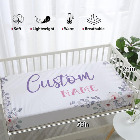 Set Custom Nursery Crib Bedding - Personalized Nursery Decor Baby Blanket Fitted Crib Sheet Changing Pad Cover Baby