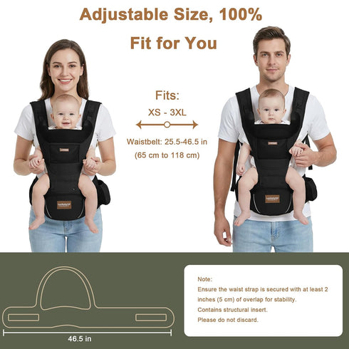 6-in-1 Baby Carrier with Hip Seat, Baby Carrier Newborn to Toddler, Forward-Facing Carry for Active Babies, Adjustable