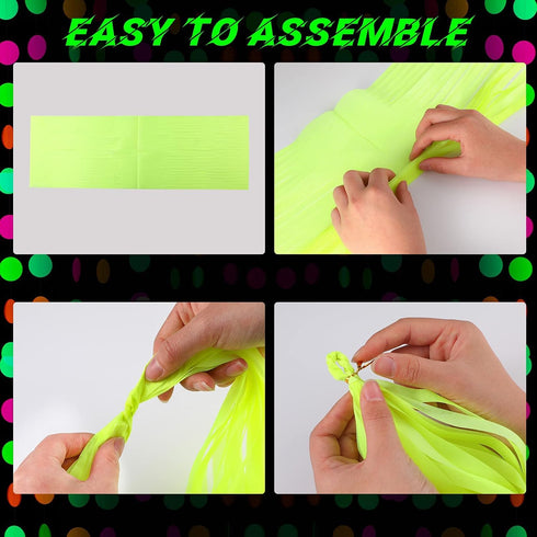 88 Pcs Glow Neon Party Supplies, Including Neon Paper Garland, Paper Tassels Garland, Triangle Flags for Birthday