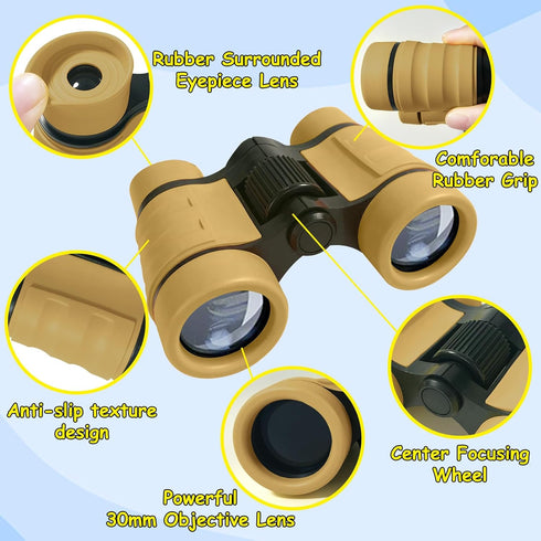 ESSENSON Binoculars for Kids, Toys Gifts for Age 3-12 Years, Outdoor Toys for Hiking, Bird Watching, Travel (Desert)