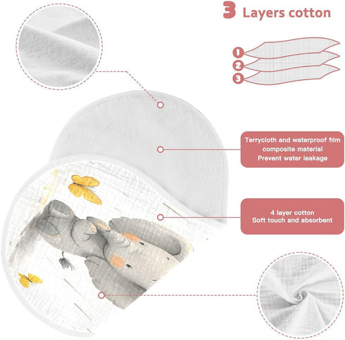 YETTASBIN Cute Baby Elephant Muslin Baby Burp Cloth, Super Soft Absorbent Cotton Burp Rag Baby Bibs Feeding Cloth