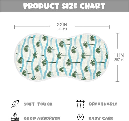 decor gift Summer 4 Pack 22x11in Cotton Muslin Burp Cloths Large Easy Care Beach Palm Tree Feeding Cloth for Babies boy