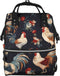 HCBPWVQA French Roosters Diaper Bag with Changing Pad and Pacifier Holder, Multifunction Laptop
