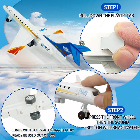 G650 3 OTONOPI Airplane Toy, Die Cast Metal Plane Toy Model Single Airlines, Pull Back Bump and Go Airbus Plane