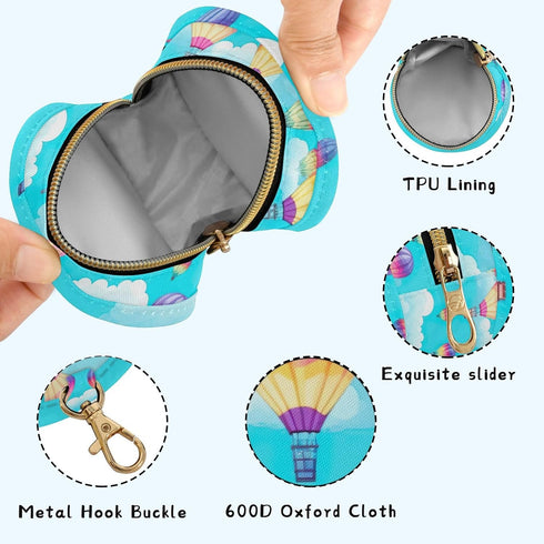 YETTASBIN Hot Air Balloon Portable Pacifier Holder Case with Metal Hook Buckle & Zipper for Diaper Bag and Stroller