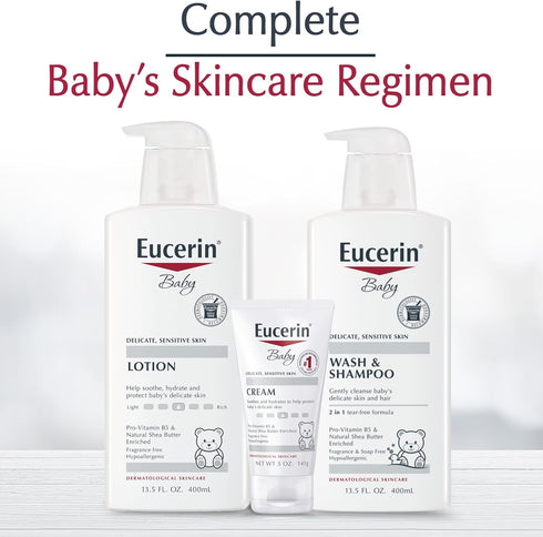 B5 13.5 Oz Eucerin Baby Body Lotion, Hypoallergenic and Fragrance Free Baby Lotion with Pro-Vitamin and Shea Butter, Fl