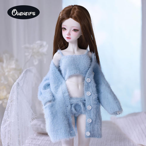 Set 1/3 Doll Clothes for BJD, Resin Toy Accessories Cardigan+ Vest+ Pants (Blue, for BJD)