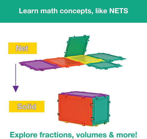 3D Building Set for Learning Math - 32-pc, Made in USA (Triangle/Rectangle/Square)