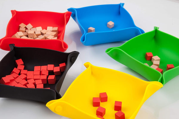 Collapsible Board Game Storage Bowls - Portable Folding Tray Accessory for Tabletop Bits, Dices, and Components (5-Pack)