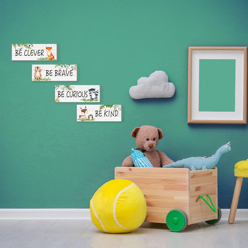 CloverKoi 4 Woodland Nursery Decor for Boys Girls, Safari Nursery Decor, Jungle Theme Nursery Decor for Teen Boys Kids