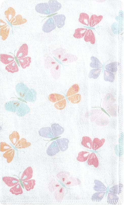 Hudson Baby Unisex Cotton Flannel Burp Cloths - Pastel Butterfly, One Size