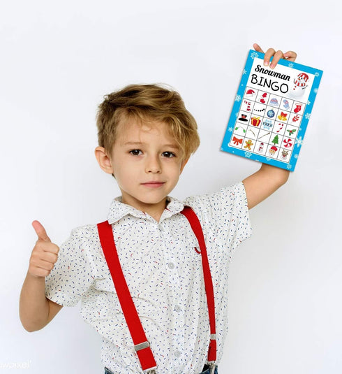 Joy Bang Christmas Bingo Game for Kids & Adults, Snowman Bingo Game for 24 Players Christmas Party Activities