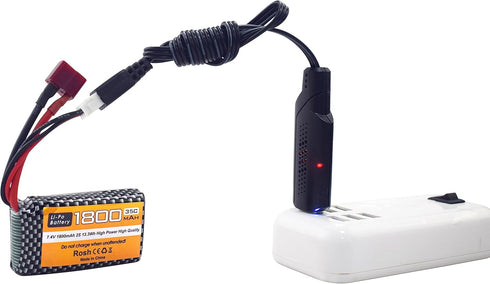 2PCS 7.4V 35C 1800mAh Lithium Battery with USB Charging Cable for WLTYOS K929-B A959-B 12401 12402 12403 12404