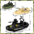 Set 2 3-5+ deAO Military Vehicles - Combat Boat Toy with Army Men Figures, Batter Boat and Other Weapon Gear