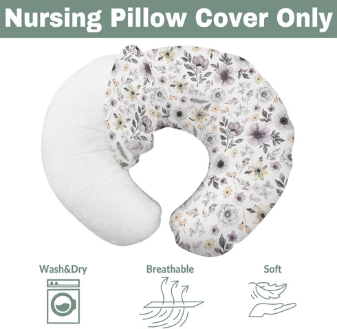 Summer Watercolor Antique Floral Baby Nursing Pillow Covers for Boy Girl Spring Garden Flowers Nursing Pillow