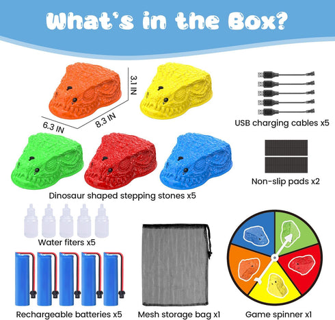 YEE BY ONE 3-5, 5 Dinosaur Toys for Kids Mist Spraying Dino Roaring & Light up Stepping Stones for Kids, Indoor