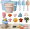 Hungdao 16 Pcs Colorful Silicone Beach Toys Set, Includes 3 Buckets, 3 Shovels, 9 Molds, 1 Beach Bag