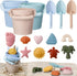 Hungdao 16 Pcs Colorful Silicone Beach Toys Set, Includes 3 Buckets, 3 Shovels, 9 Molds, 1 Beach Bag
