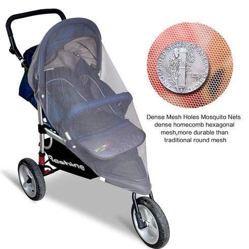Mosquito Net for Stroller - Grey Sun Shade Protection, 2 Pack Portable Bug Netting for Infant Stroller