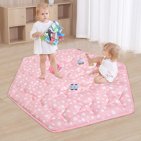 55" 47" Moonsea Hexagon Mat Princess Tent Rug, Plush Soft Playpen Mat Fitted for Monobeach Princess Castle, Non Slip