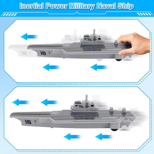 Set Model Military Naval Ship Aircraft Carrier Toy Play with Small Scale Model Planes, Battleship and Supply Ship