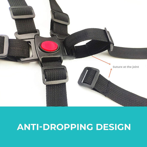 Adjustable 5 Point Harness Seat Belt for Baby, Full Protection Security Harness for High Chair and Pushchair, Black