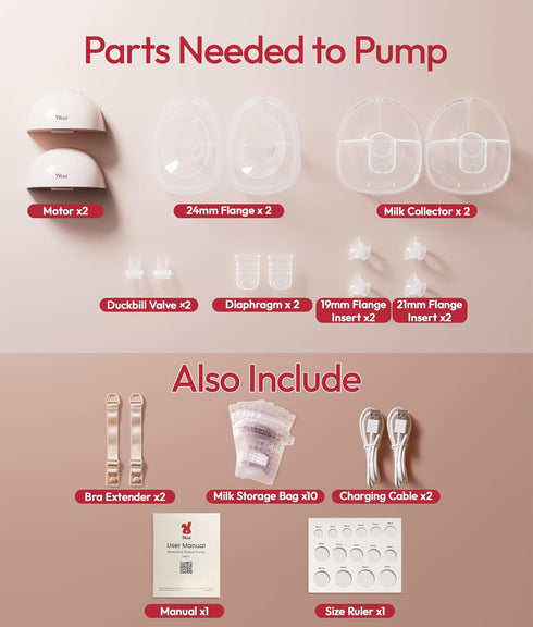 4 9 <42dB, 150min 19/21/24mm NCVI Wearable Breast Pump, Hands Free Electric Breast Pump with Modes & Levels Suction