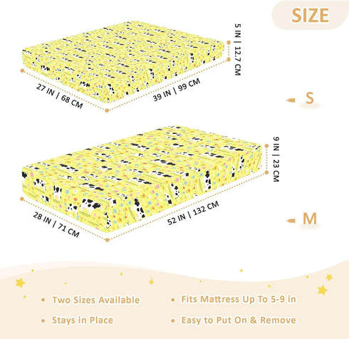 miaozhen 1 Pack 52x28 Cotton Baby Crib Sheets Soft Farm Animal Cow Flowers Colorful Crib Mattress Sheet for Nursery