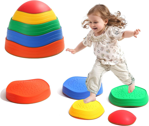 Balance Stepping Stones for Kids, 5pcs Sensory Stepping Stones, Indoor & Outdoor Obstacle Course Play Equipment for