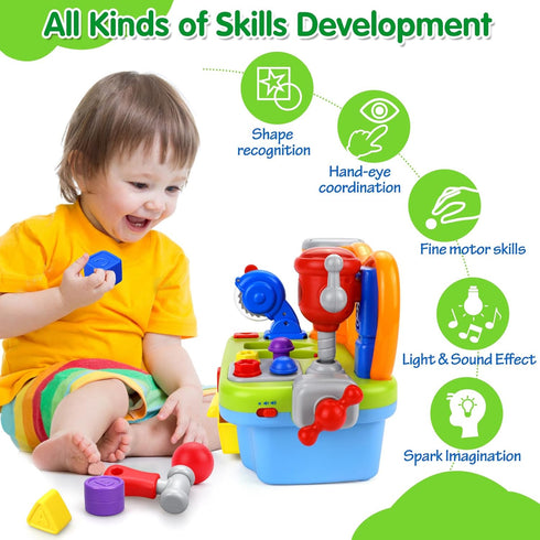 Toys for 1 Year Old Boy, Musical Learning Workbench for Toddler Toys Age 1-2, Birthday Gifts for Early Education