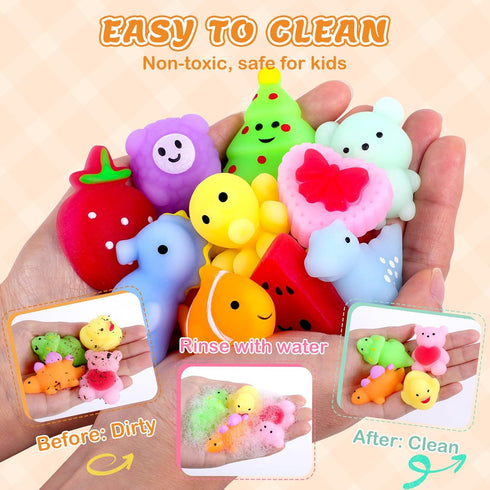 120 Pack VISCOO Squishy Toys, Easter Basket Stuffers, Mochi Squishy Bulk Party Favors for Kids, Treasure Box Toys