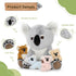 5Pcs 17.7 Inch, 4 Koala Bear Stuffed Animal Mom Koala Plush Toy with Adorable Babies Plushies in Zippered Back