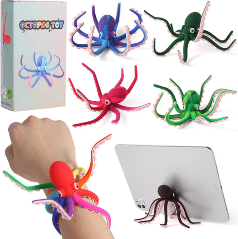 AOSTEONG Octopus Fidget Toy with Suction Cups Silicone Stress Relief and Sensory Play