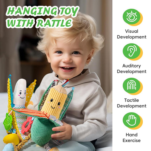 Jollybaby Baby Rattles Hanging Toys for Car Seat, Crib, Stroller, Montessori Plush Vegetable Toys