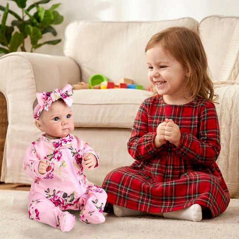 20 inch Set 17-20 Inch Aori Lifelike Reborn Baby Dolls Clothes Purple Clothing Floral Jumpsuits for Newborn Girl Doll