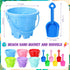 6 Set 6 Summer (7.5 5.9 Inch) Didaey Beach Sand Buckets and Shovels, Include Sand Pail Bucket Colors with Castle Design