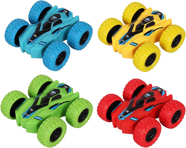 Pull Back Cars Double-Sided Friction Powered Vehicles, Shockproof Inertia Cars for Boys Girls Age 3+