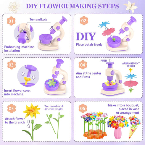 SANANT 4-8, Fabric Flower Bouquets Toys, DIY Arts and Crafts Toys for Kids Making Kit Build Own Bouquet, DIY