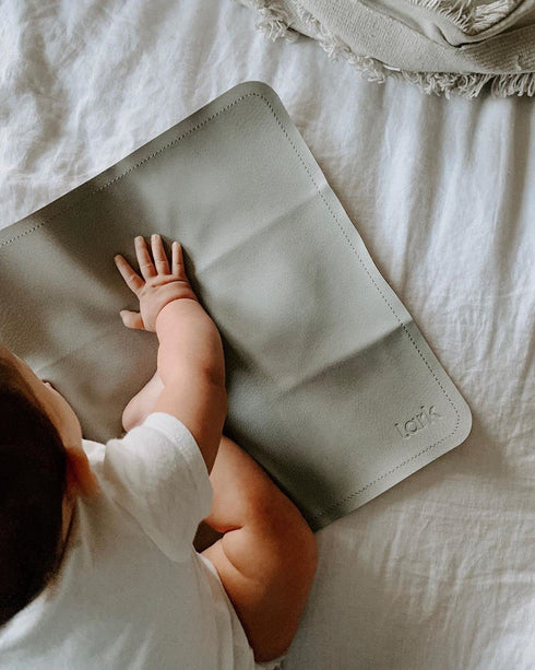 Vegan Leather Baby Changing Mat by Lark Baby Goods - Waterproof Portable Diaper Pad - Foldable for Travel (14 x 22 in)