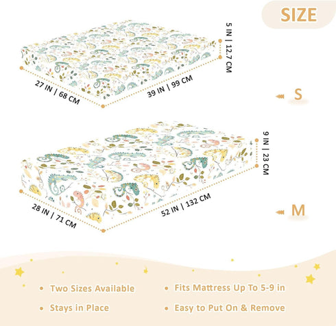 miaozhen 1 Pack 52x28 Cotton Crib Sheets for Baby Boys Girls Comfy Breathable Off White Playful Chameleon Colorful