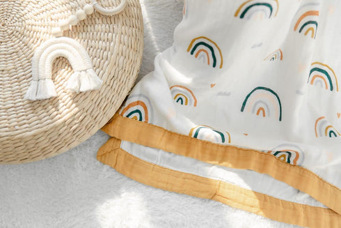 Summer 47" 47" 2 Rainbow Muslin Quilt Baby Blanket - Silky Soft and Breathable Blanket for Toddler - Oversized x