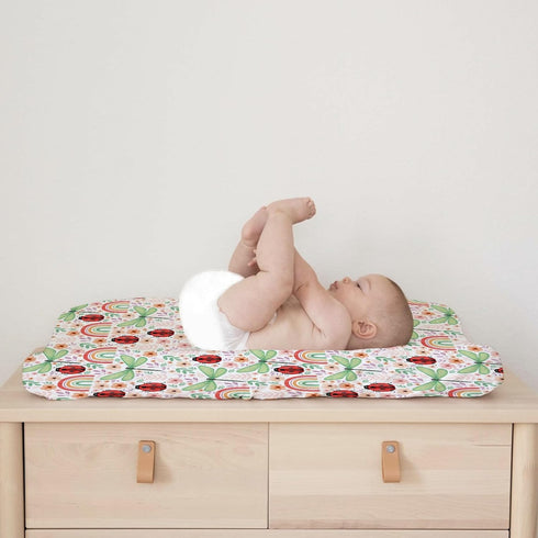 Spring Garden Dragonfly Changing Pad Cover, Boho Retro Flowers Leaves for Boy Girl, Soft Stretch Fitted 32''x16''