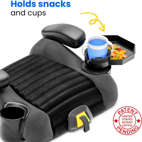 Kids Travel Tray Large Base - Car Seat and Car Cup Holder Tray - Tray for Snacks, Entertainment, Toys Includes Cup