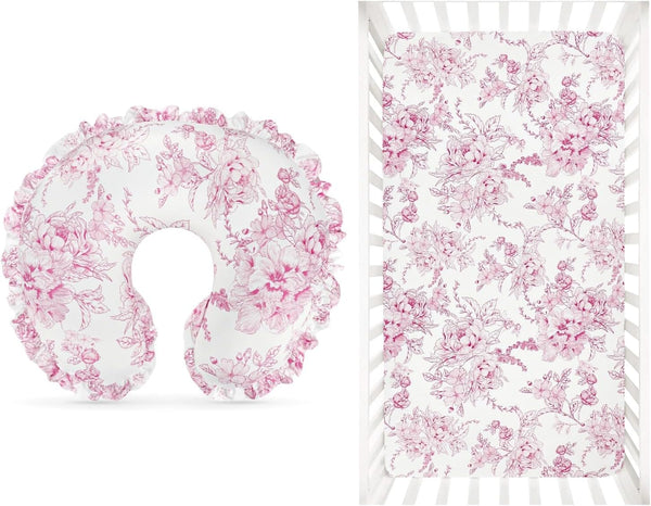 DILIMI Fitted Crib Sheets and Nursing Pillow Cover for Baby Boys and