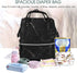 FHEDVBN Backpack Mummy Backpacks Daypack Black Marble Diaper Bag for Women Multifunction Waterproof for Mom Dad, Large