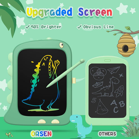 8.5 Inch 2-6 ORSEN LCD Doodle Board Tablet Toy - Green Dinosaur Drawing Pad for Kids Years Old - Christmas and Birthday