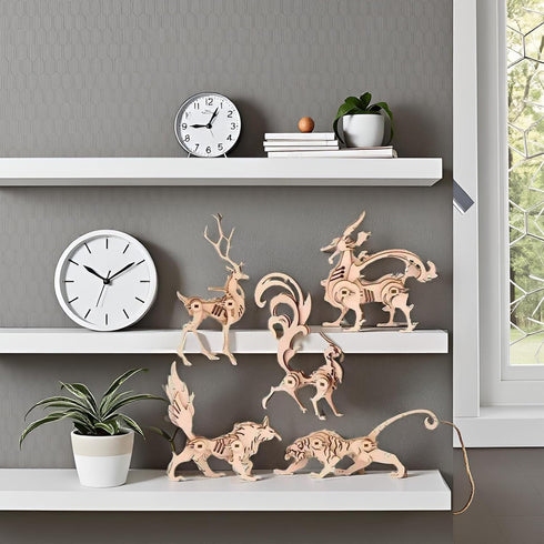 5 in 1 DIY 3D Wooden Animal Puzzles for Adults, Paintable Puzzle Kit for Home Decor & Stress Relief