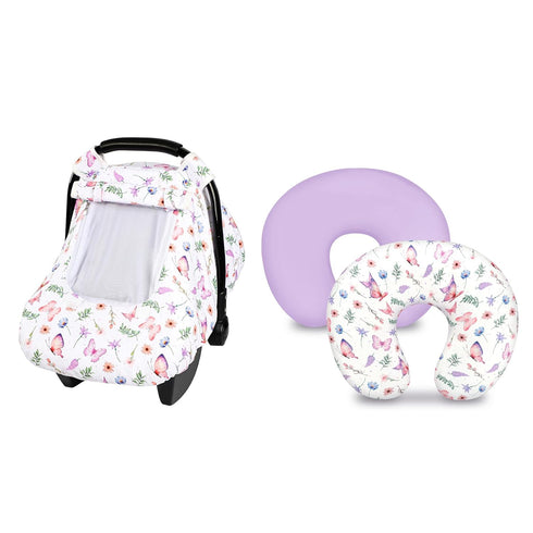 Pack of Baby Car Seat Cover and Nursing Pillow Cover Set with